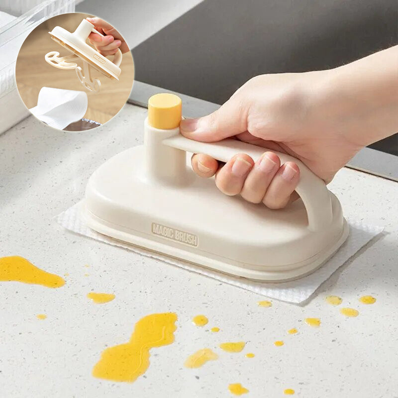 Kitchen & Bathroom Cleaning Magic Brush | Glass Wall Cleaning | Bath Brush Handle Cleaning Rag - CleanTech