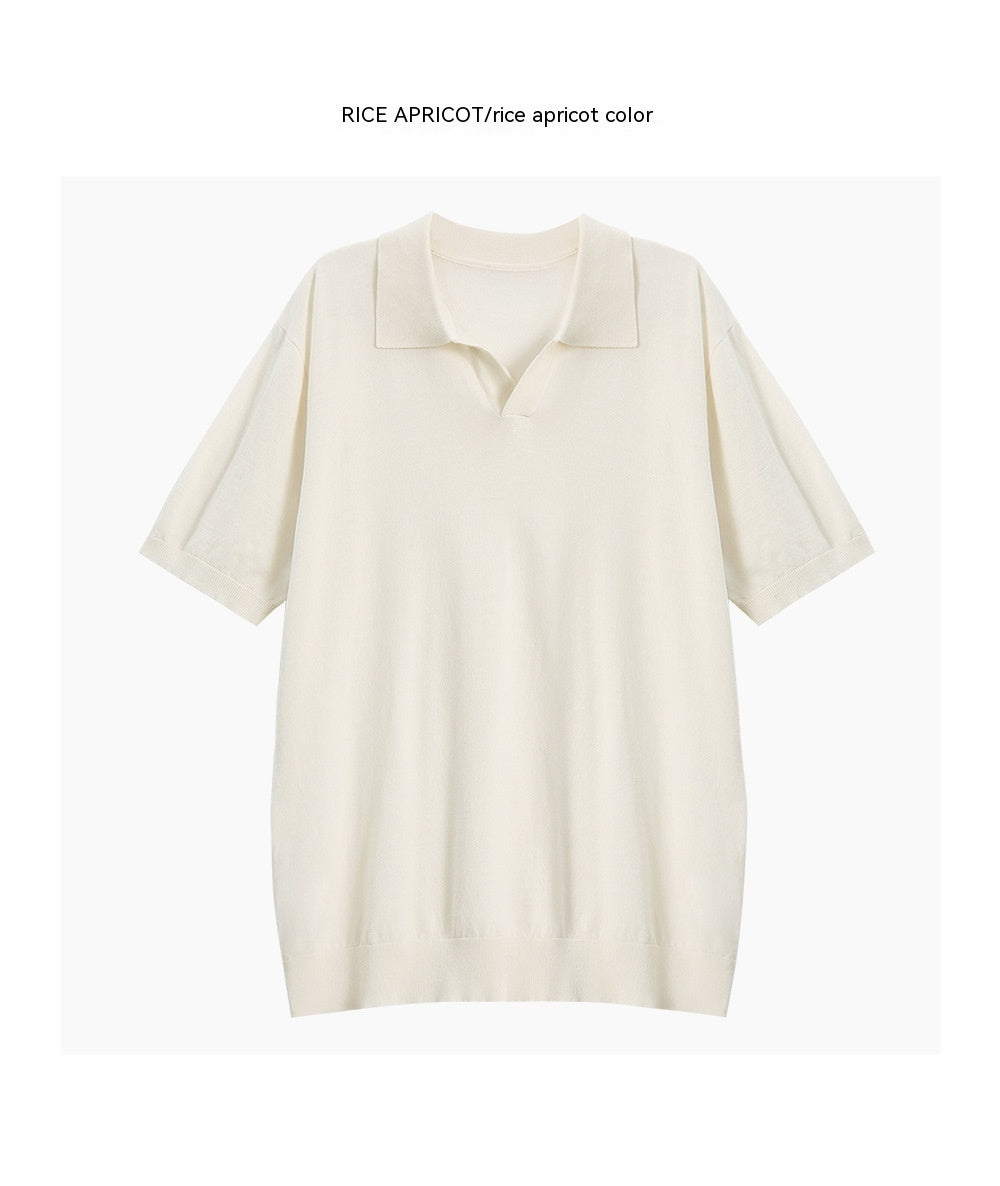 Men's Simple Short-sleeved Knitted T-shirt Top