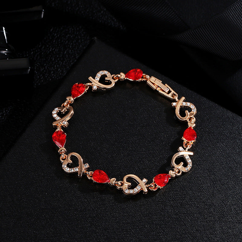 Rhinestone Love Bracelet - Valentine's Day Heart Jewelry Gift