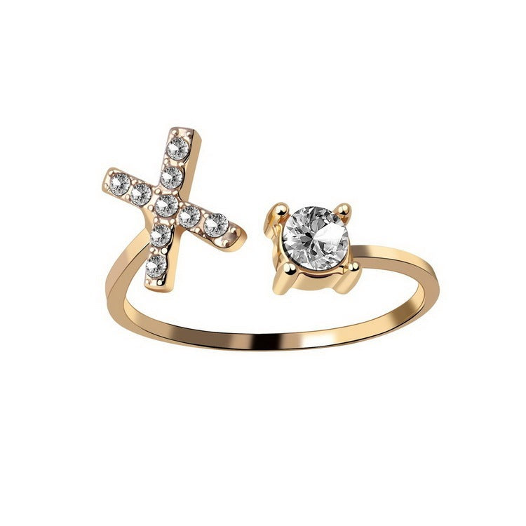 Initial Letter Ring - Personalized Adjustable Zircon Ring A-Z
