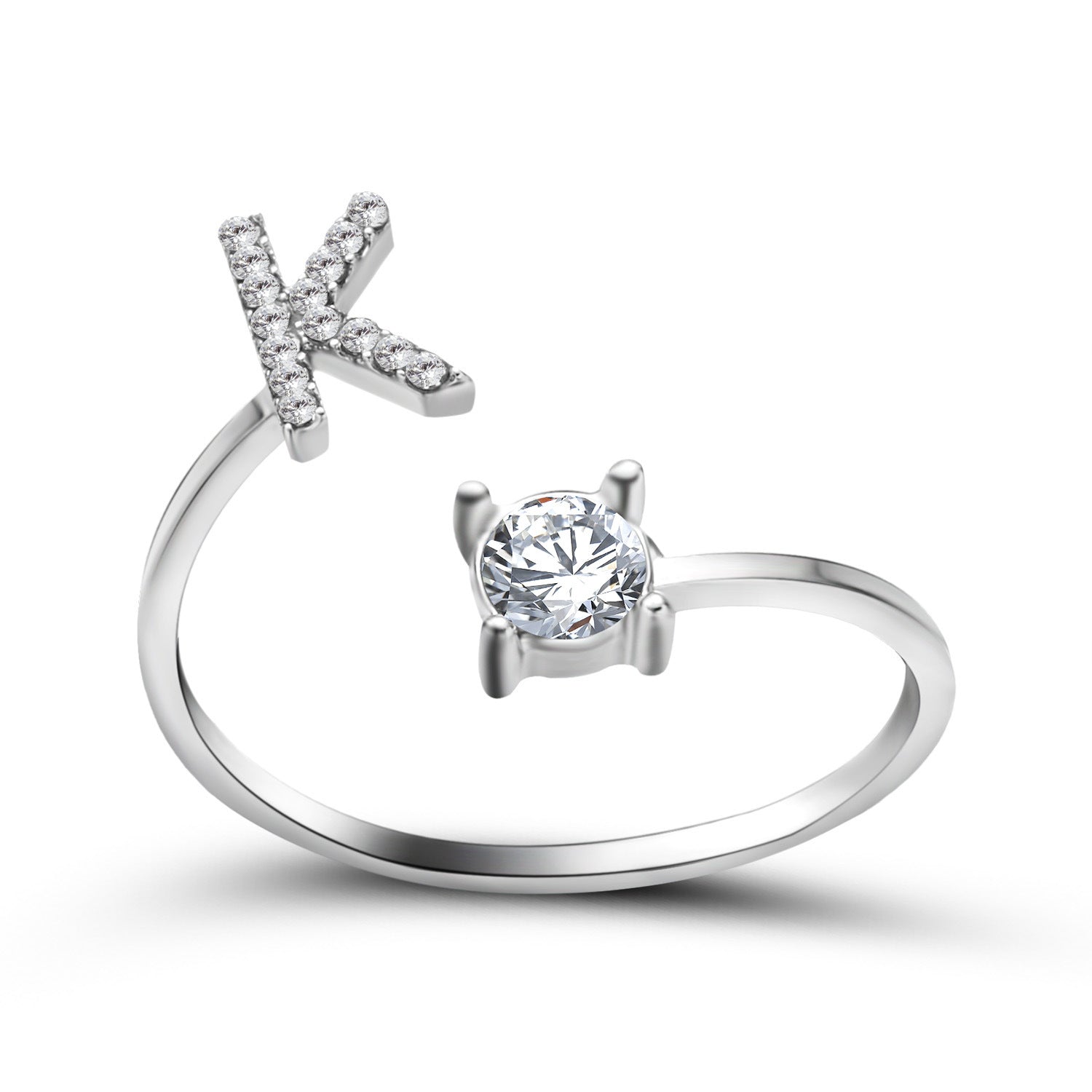 Initial Letter Ring - Personalized Adjustable Zircon Ring A-Z