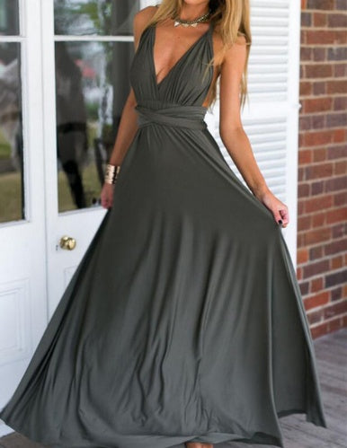Women's Sexy Long Party Dress - Club Floor-Length Summer Backless Bandage Maxi Dress