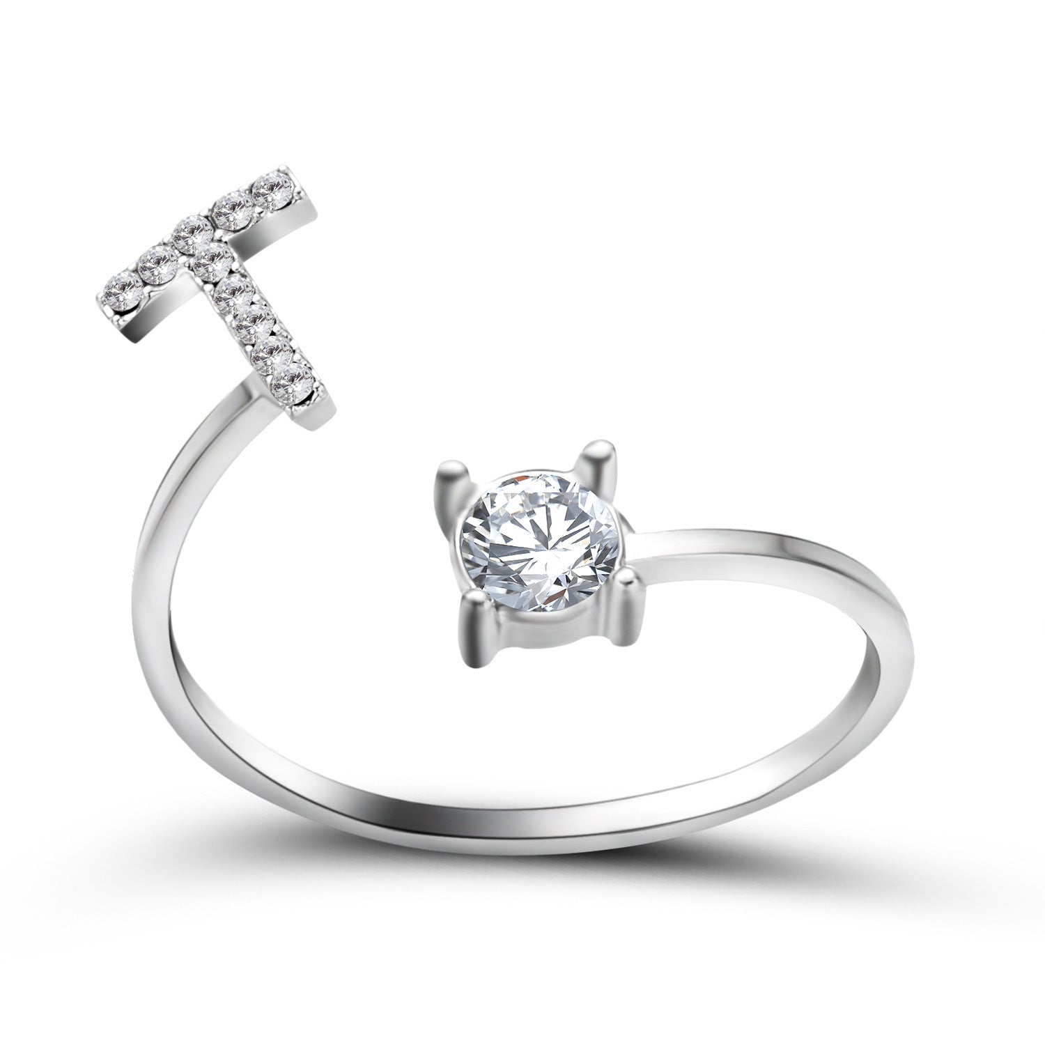 Initial Letter Ring - Personalized Adjustable Zircon Ring A-Z
