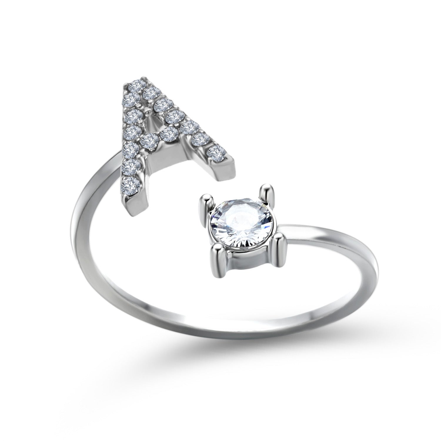 Initial Letter Ring - Personalized Adjustable Zircon Ring A-Z