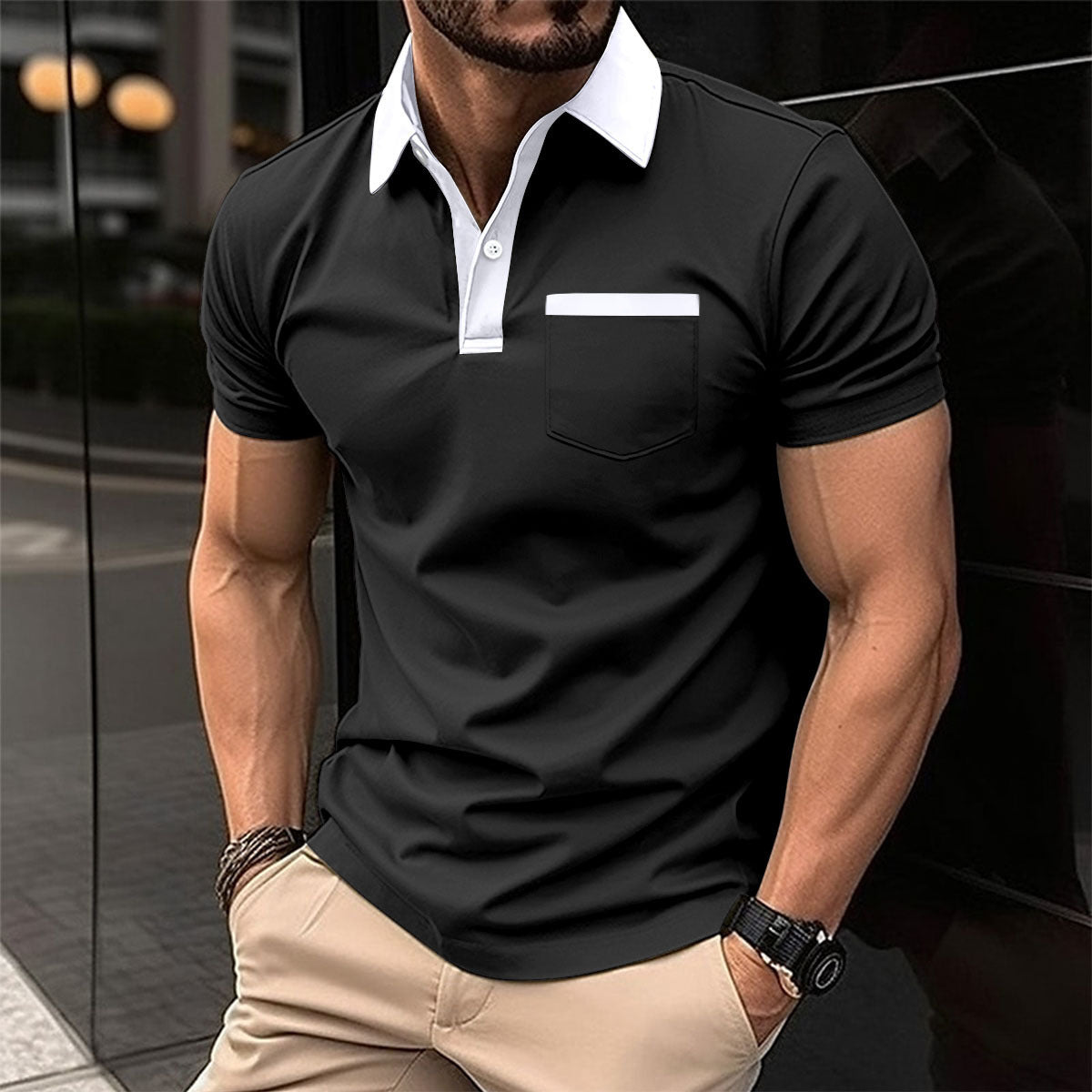 Men's Polo Shirt - Lapel Fashion Slim Pocket Short-sleeved T-shirt