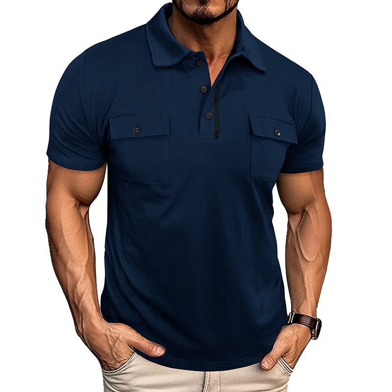 Men's Summer Polo Shirt with Pockets - Outdoor Fashion