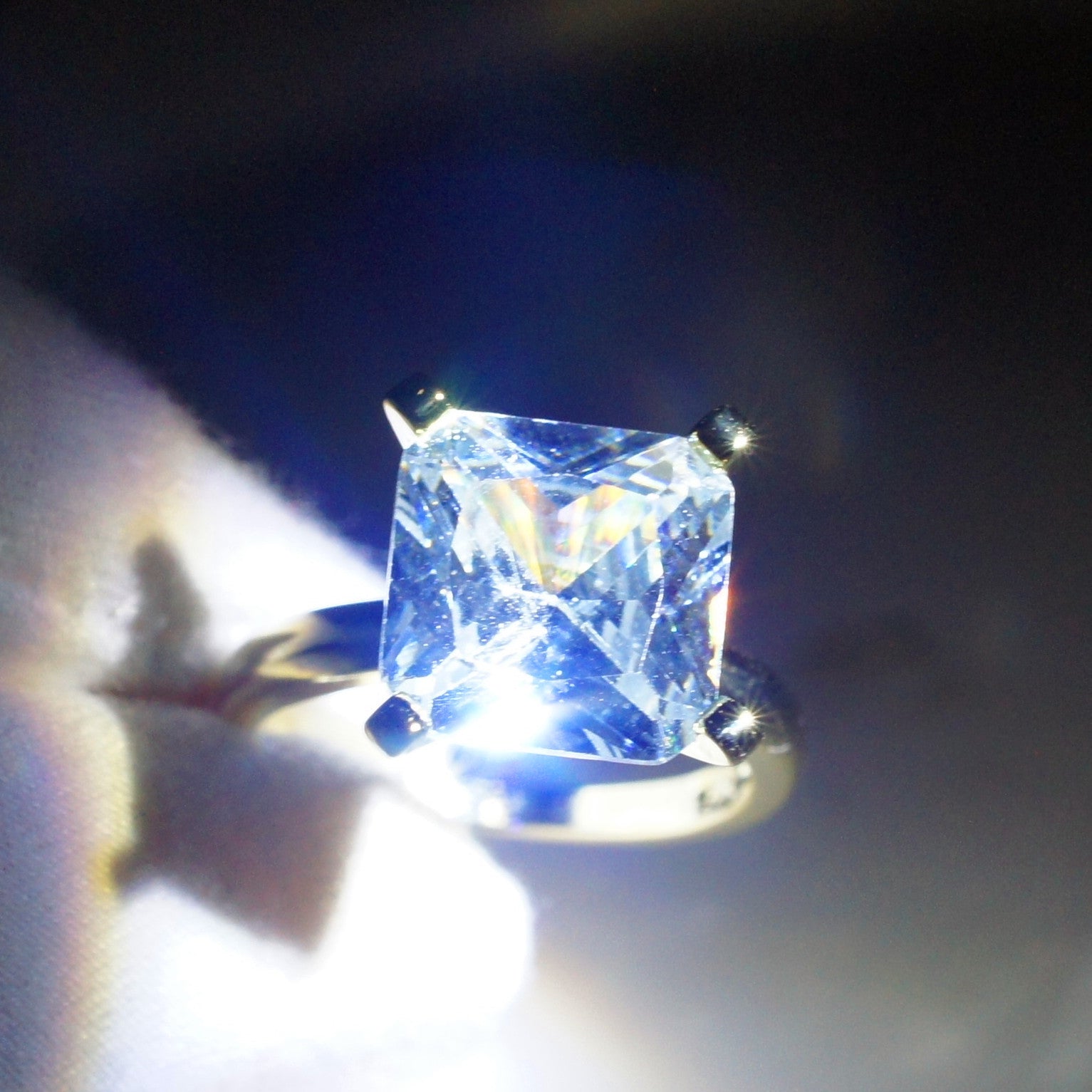 Princess Cut Diamond Ring - 18K Rose Gold Plated Square Stone Ring