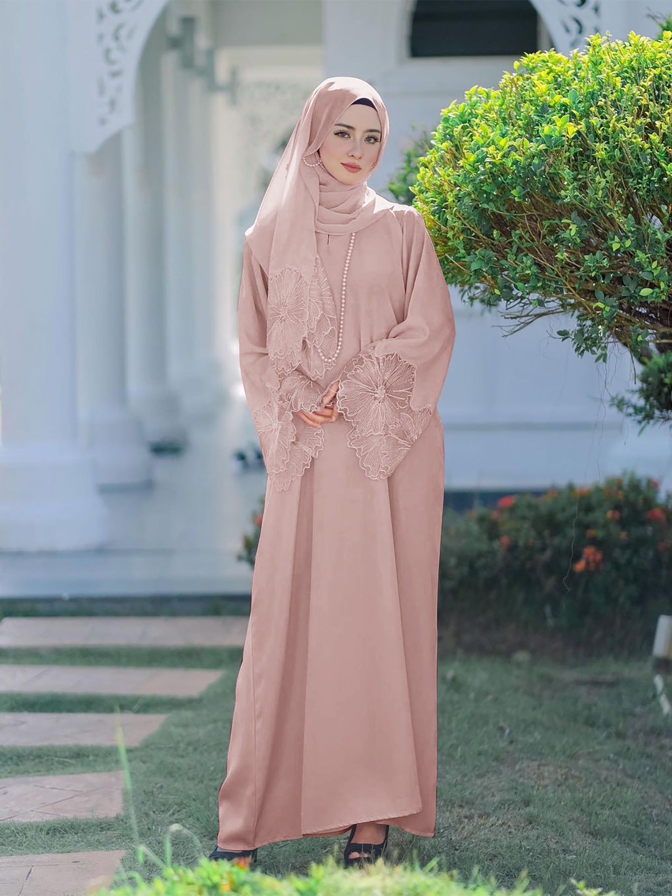 Women's Muslim Robe Malay Indonesian Dress With Headscarf