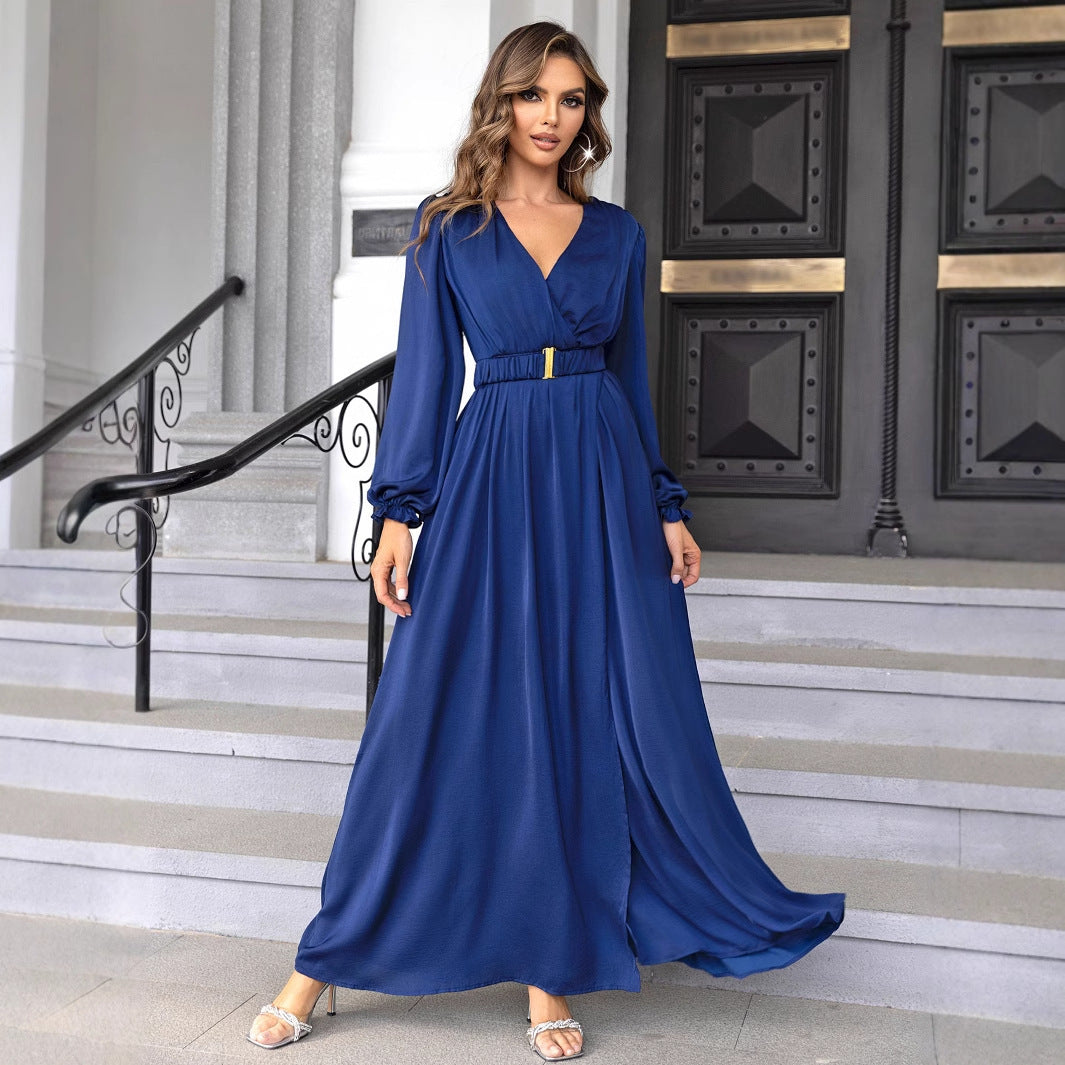 Spring New V-neck Long Chiffon Evening Dress