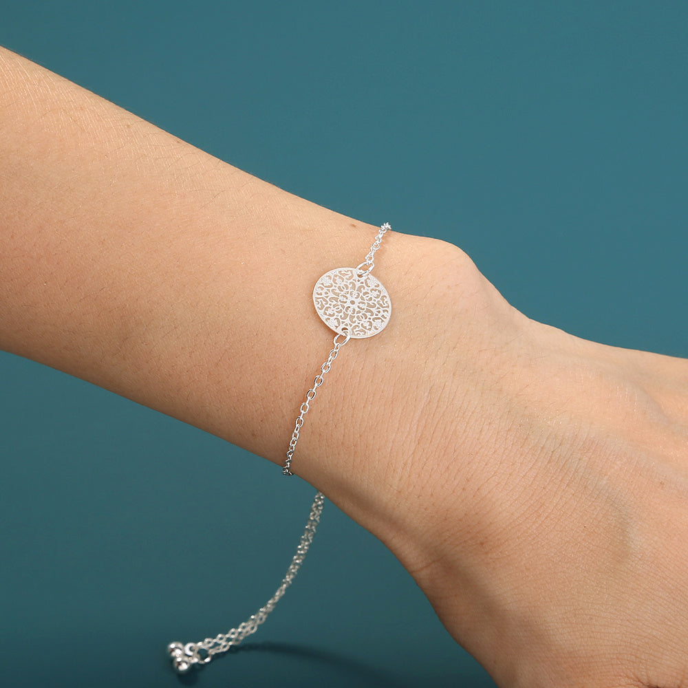 Glow in the Dark Textured Bracelet - Adjustable Silver Copper Jewelry