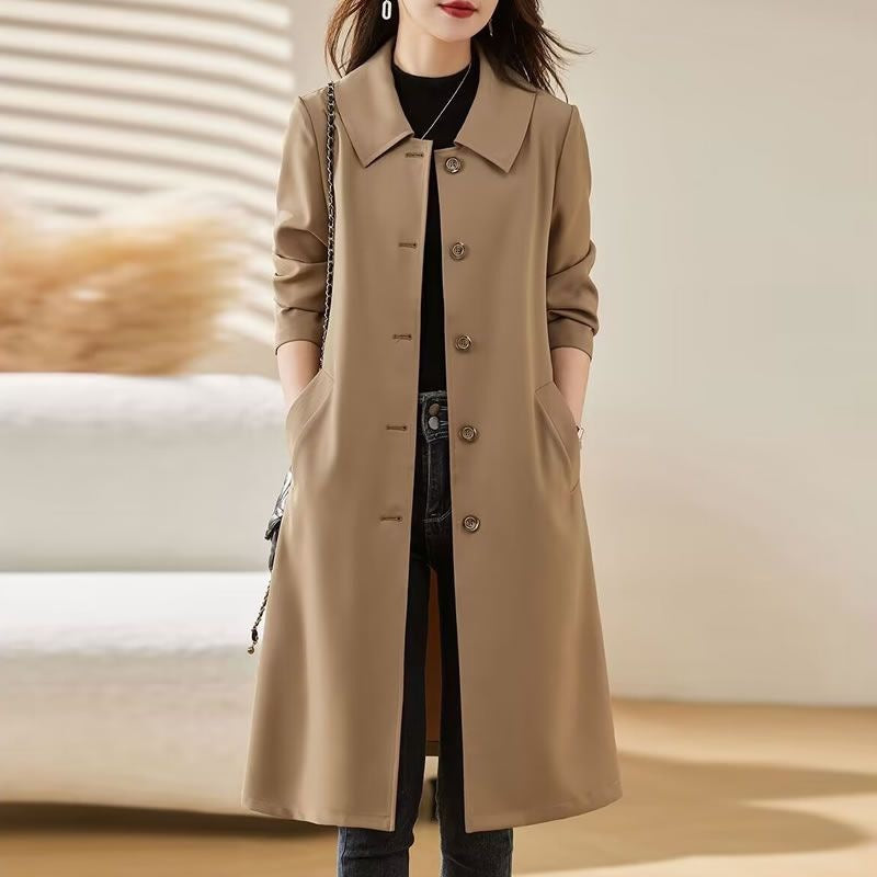 Mid-Length Spring Autumn Versatile Trench Thin Coat