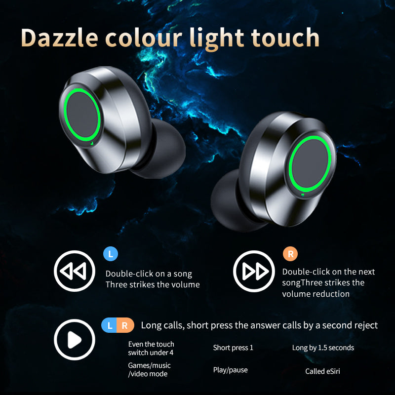 Wireless Bluetooth Headset - TWS Large Screen Smart Digital Display In Ear Breathing Light