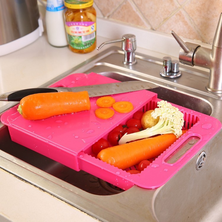 Multifunction Kitchen Chopping Block with Sink & Drain