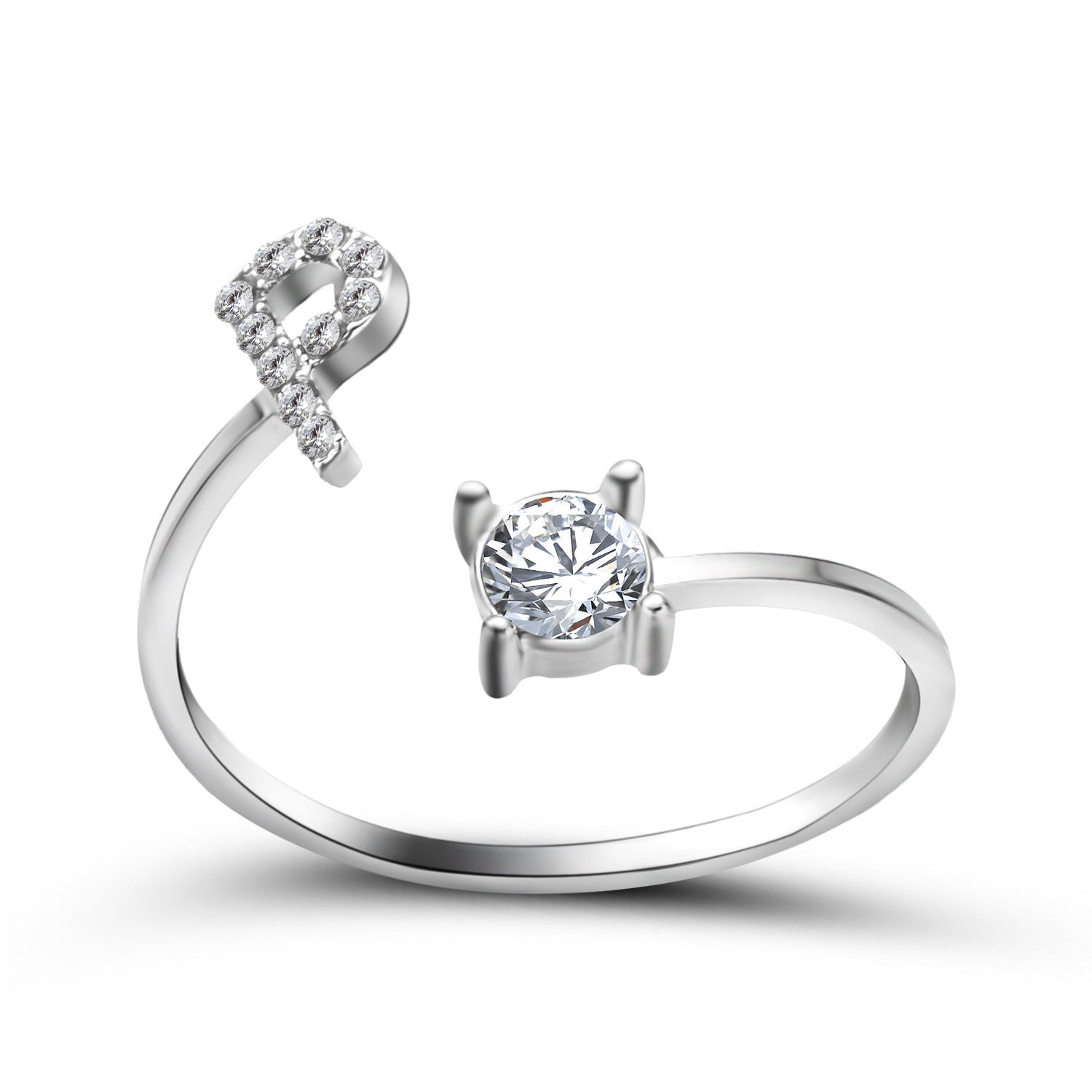 Initial Letter Ring - Personalized Adjustable Zircon Ring A-Z