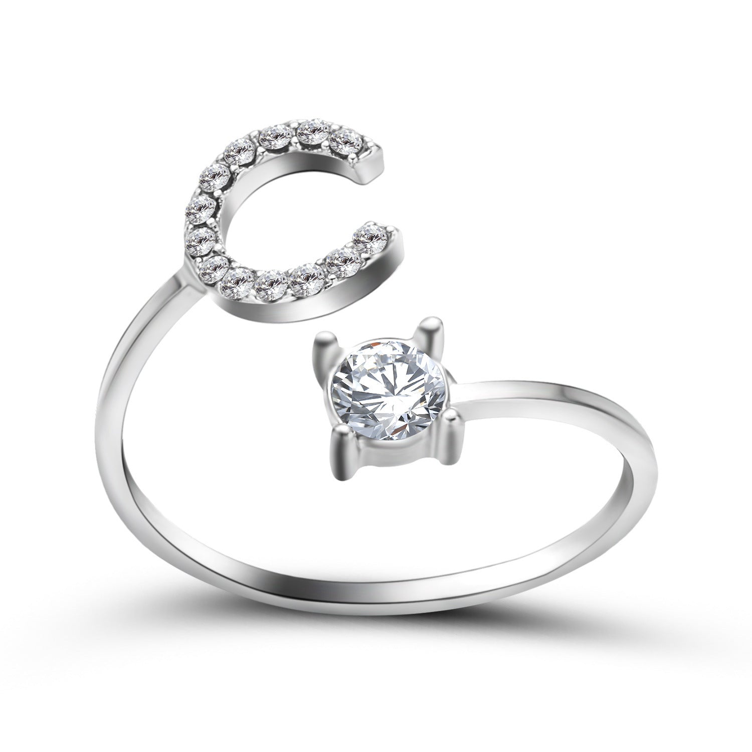 Initial Letter Ring - Personalized Adjustable Zircon Ring A-Z