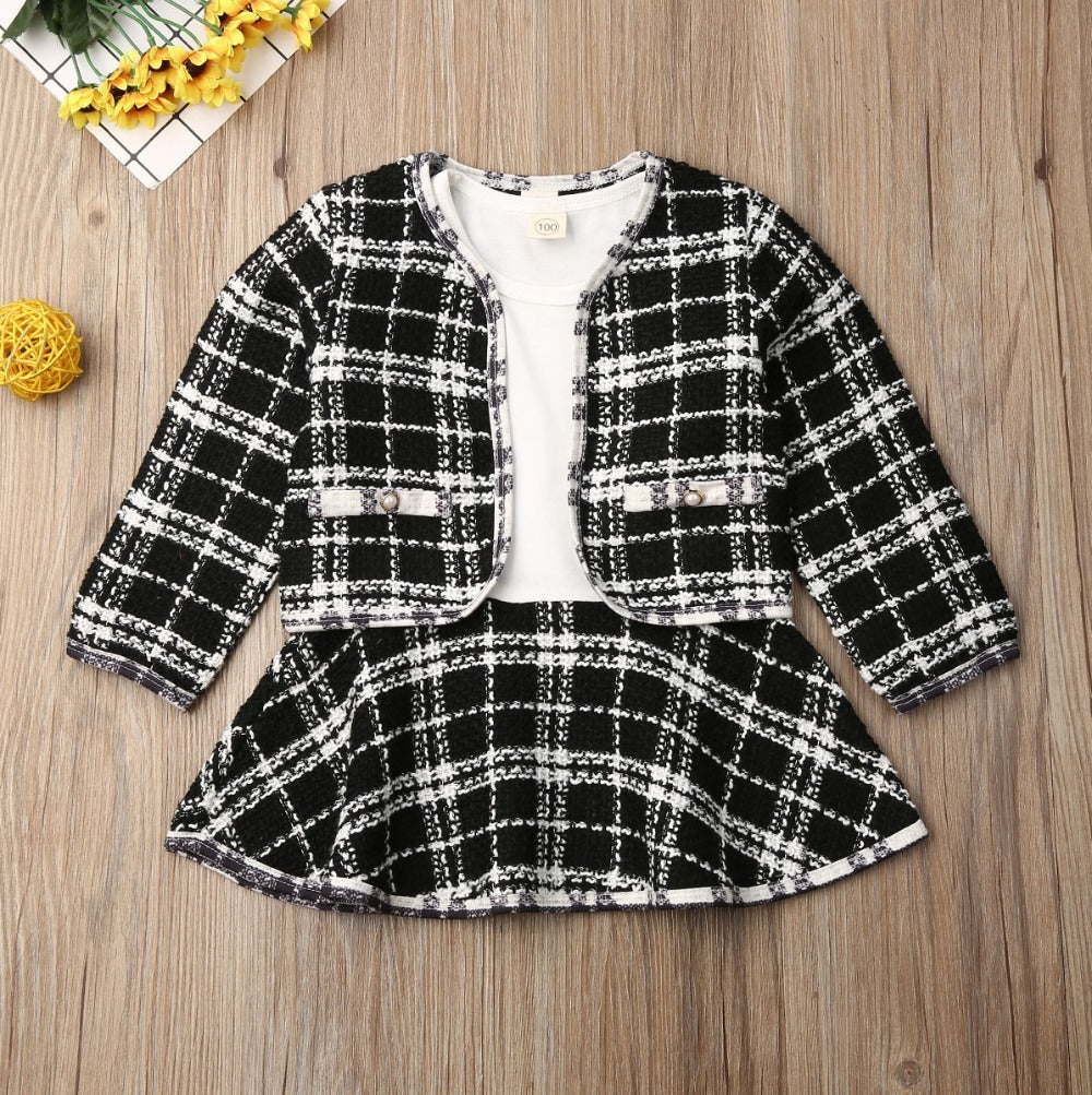 Girls Plaid Dress Set - Stylish & Comfortable