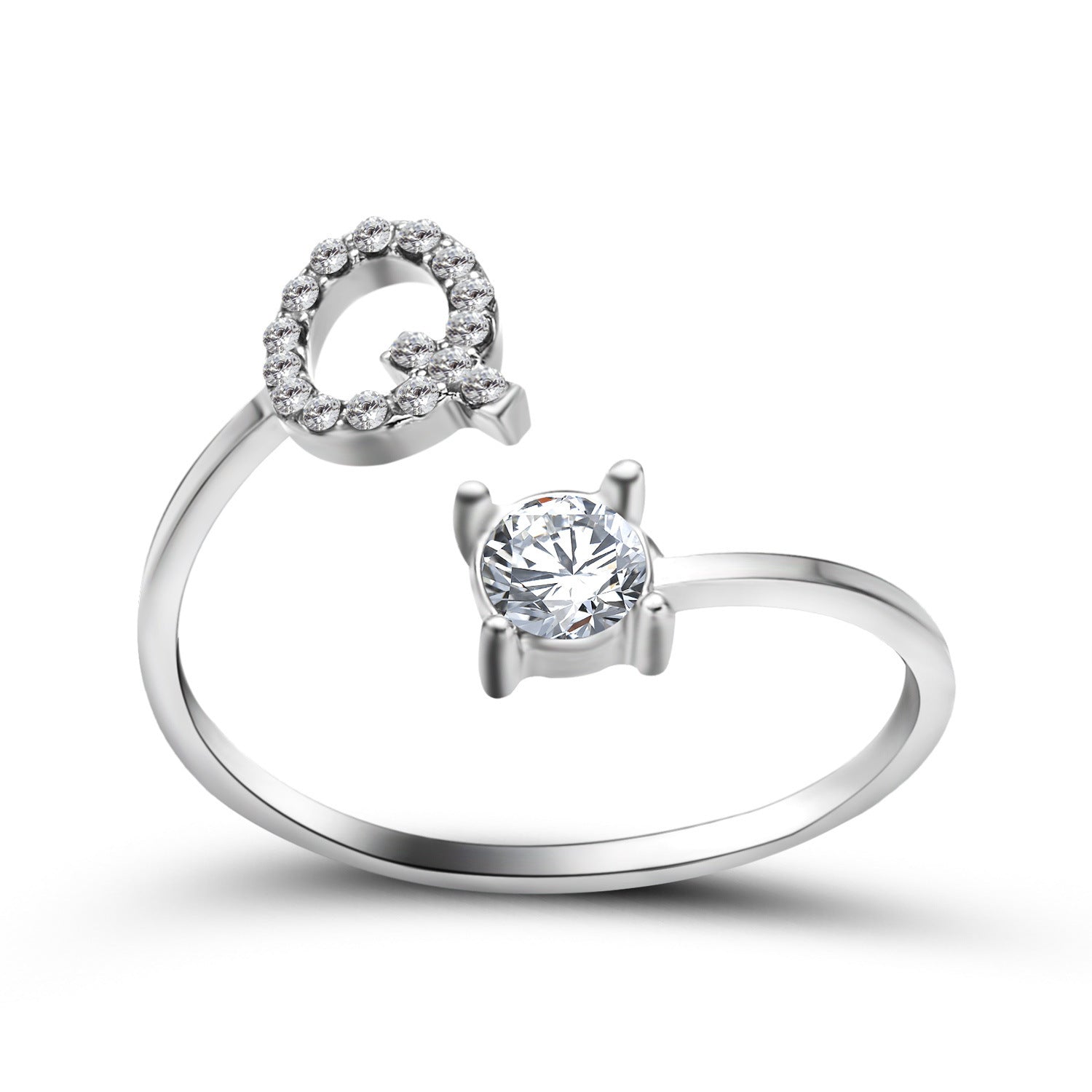 Initial Letter Ring - Personalized Adjustable Zircon Ring A-Z