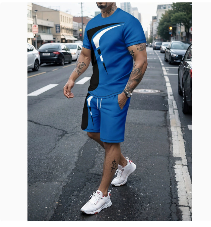 Men's Casual Printed Sportswear Two-Piece Set
