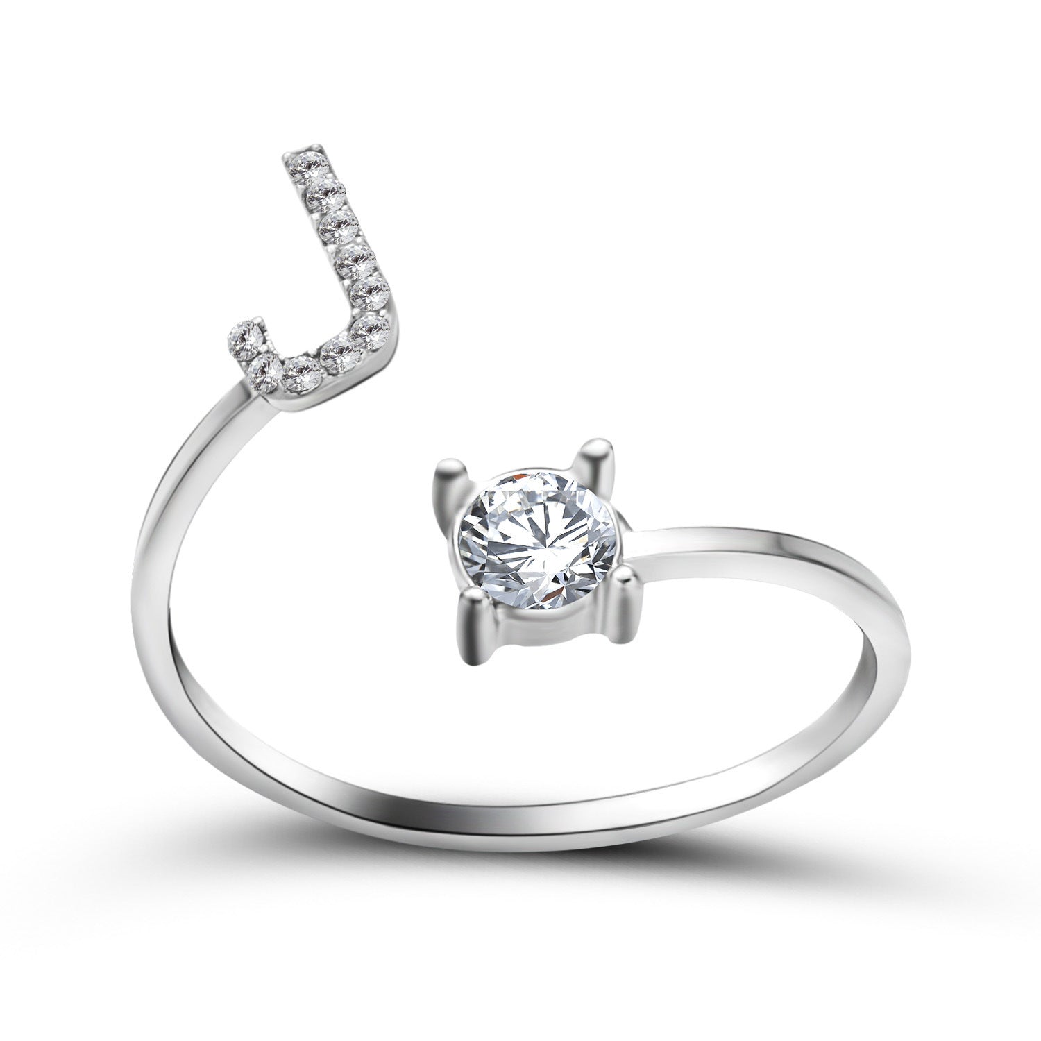 Initial Letter Ring - Personalized Adjustable Zircon Ring A-Z