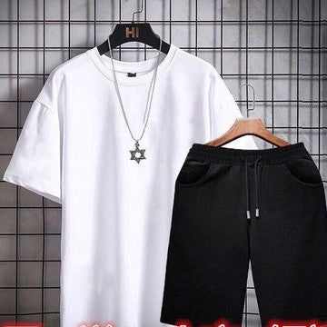 Korean Men's Two-Piece Casual Suit - Trendy & Comfortable T-shirt