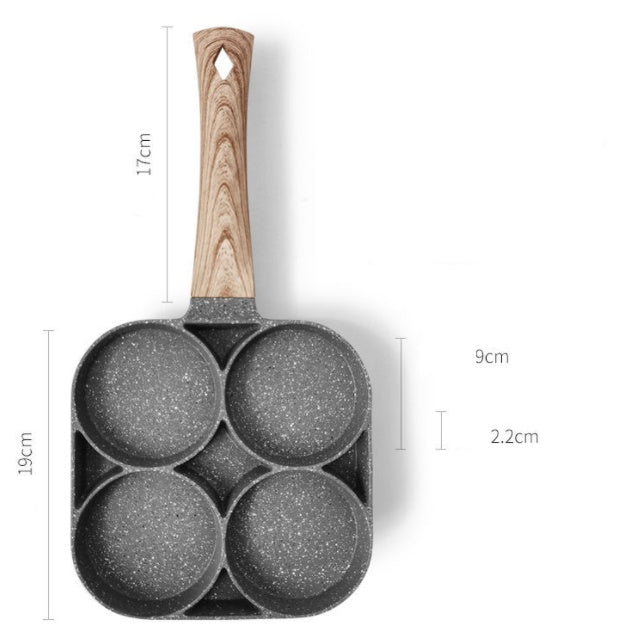 Non-Stick 4 Hole Frying Pan - Perfect for Breakfast, Burgers, Eggs, and Pancakes