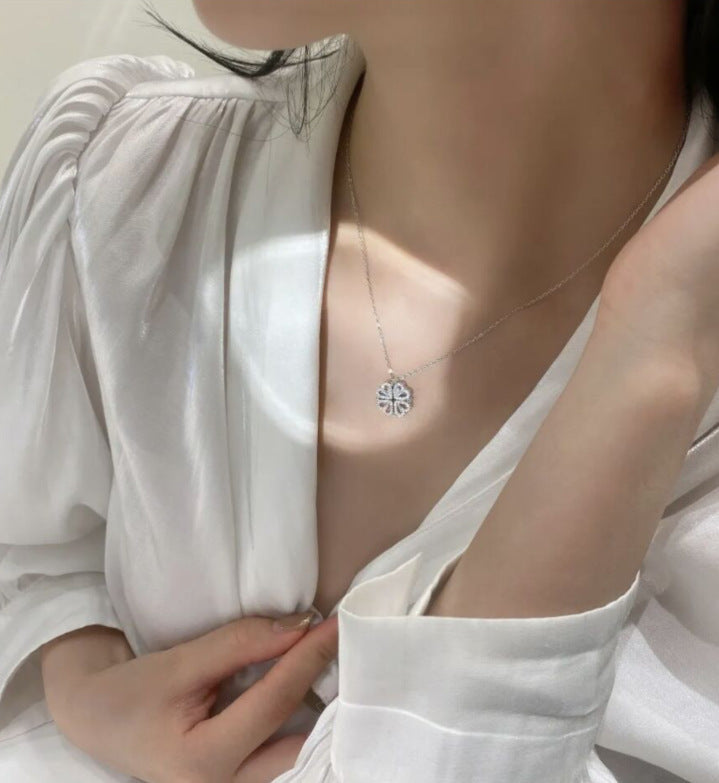 Magnetic Four Leaf Clover Necklace - Transforming Heart Pendant Jewelry