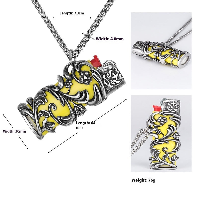 Vintage Titanium Steel Pendant Necklace - Men's Snake Chain Jewelry