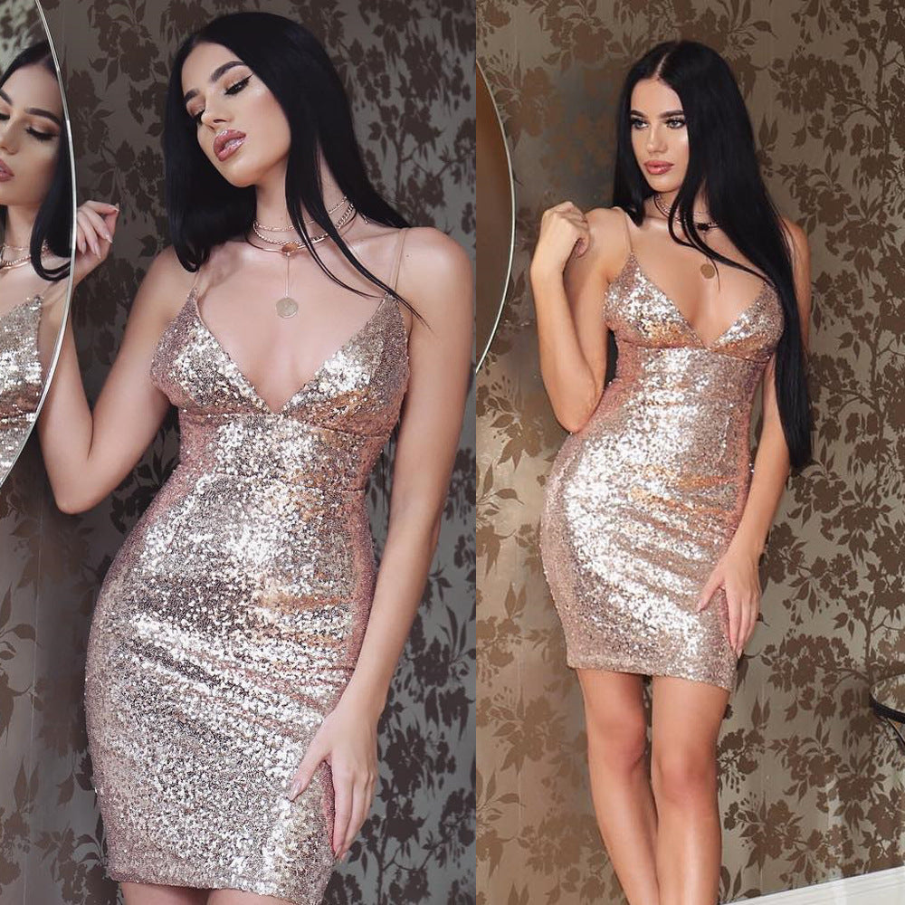 Strap Sequin Dress | Stylish & Elegant - Fashionista