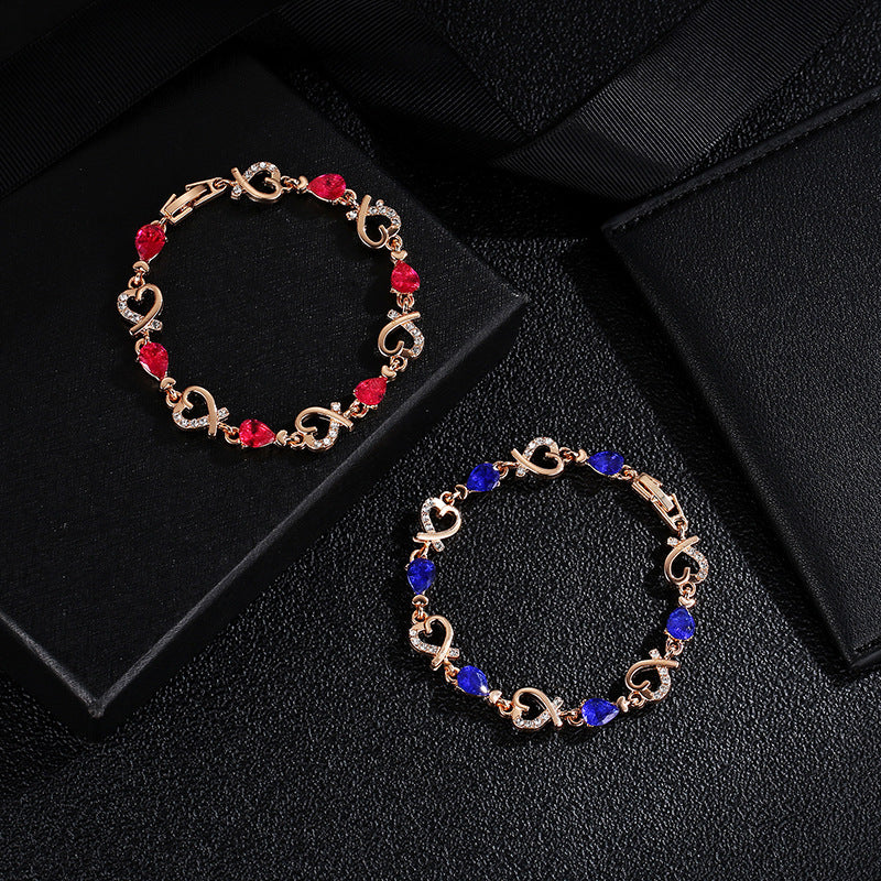 Rhinestone Love Bracelet - Valentine's Day Heart Jewelry Gift