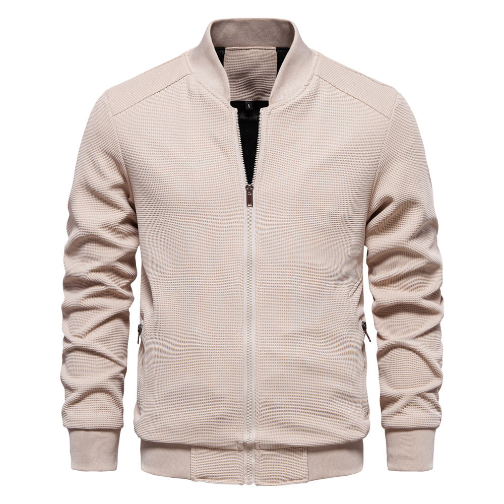Stand Collar Men's Solid Color Jacket - Stylish & Comfortable