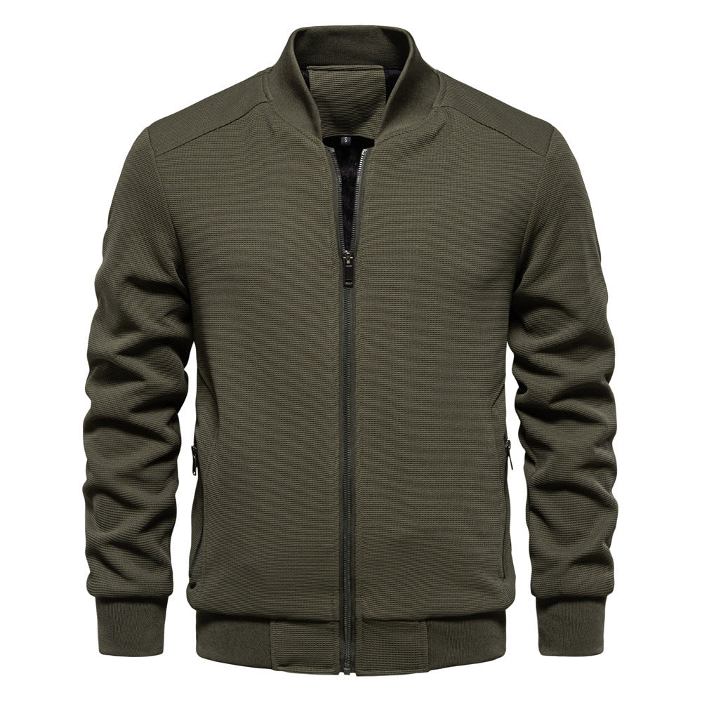 Stand Collar Men's Solid Color Jacket - Stylish & Comfortable
