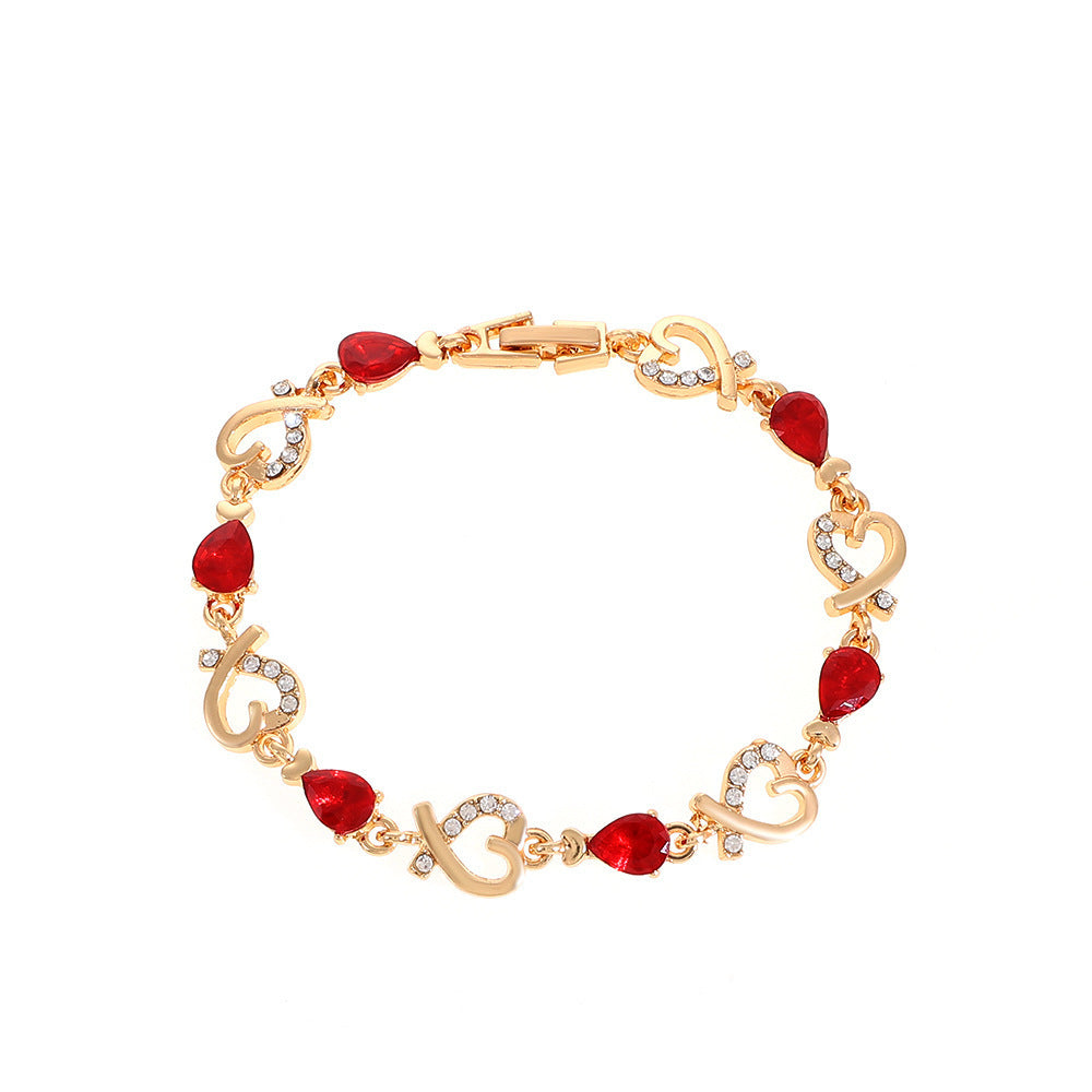 Rhinestone Love Bracelet - Valentine's Day Heart Jewelry Gift