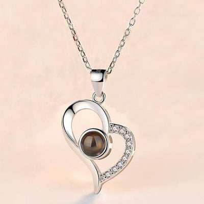 Valentine's Day Metal Rose Gift Set - Crystal Necklace with Gift Box