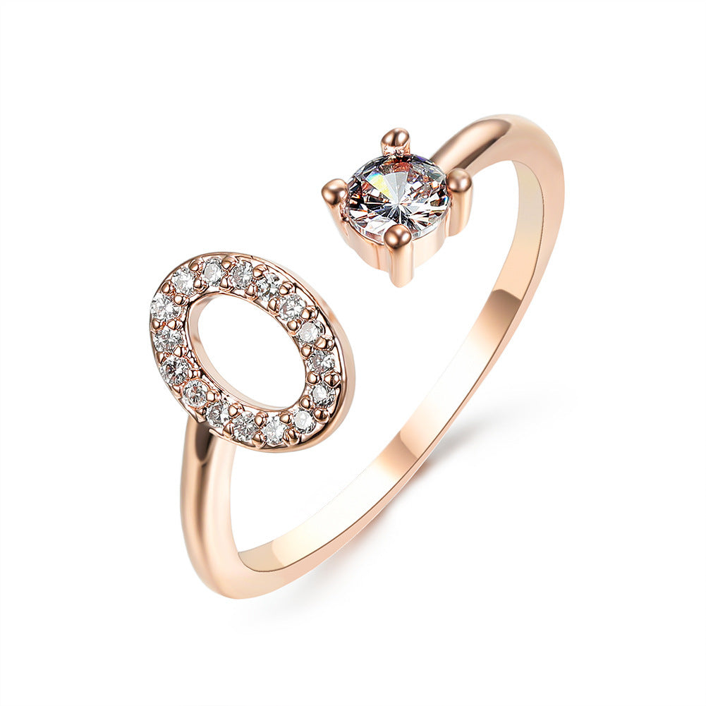 Initial Letter Ring - Personalized Adjustable Zircon Ring A-Z