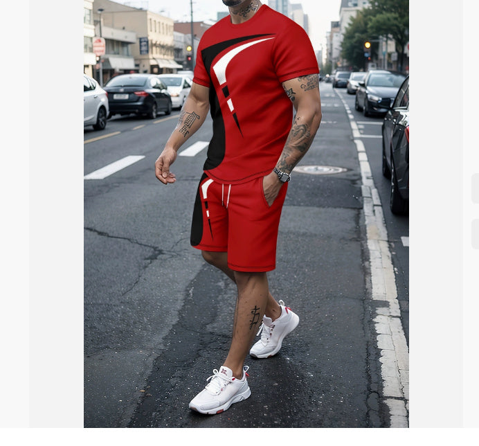 Men's Casual Printed Sportswear Two-Piece Set