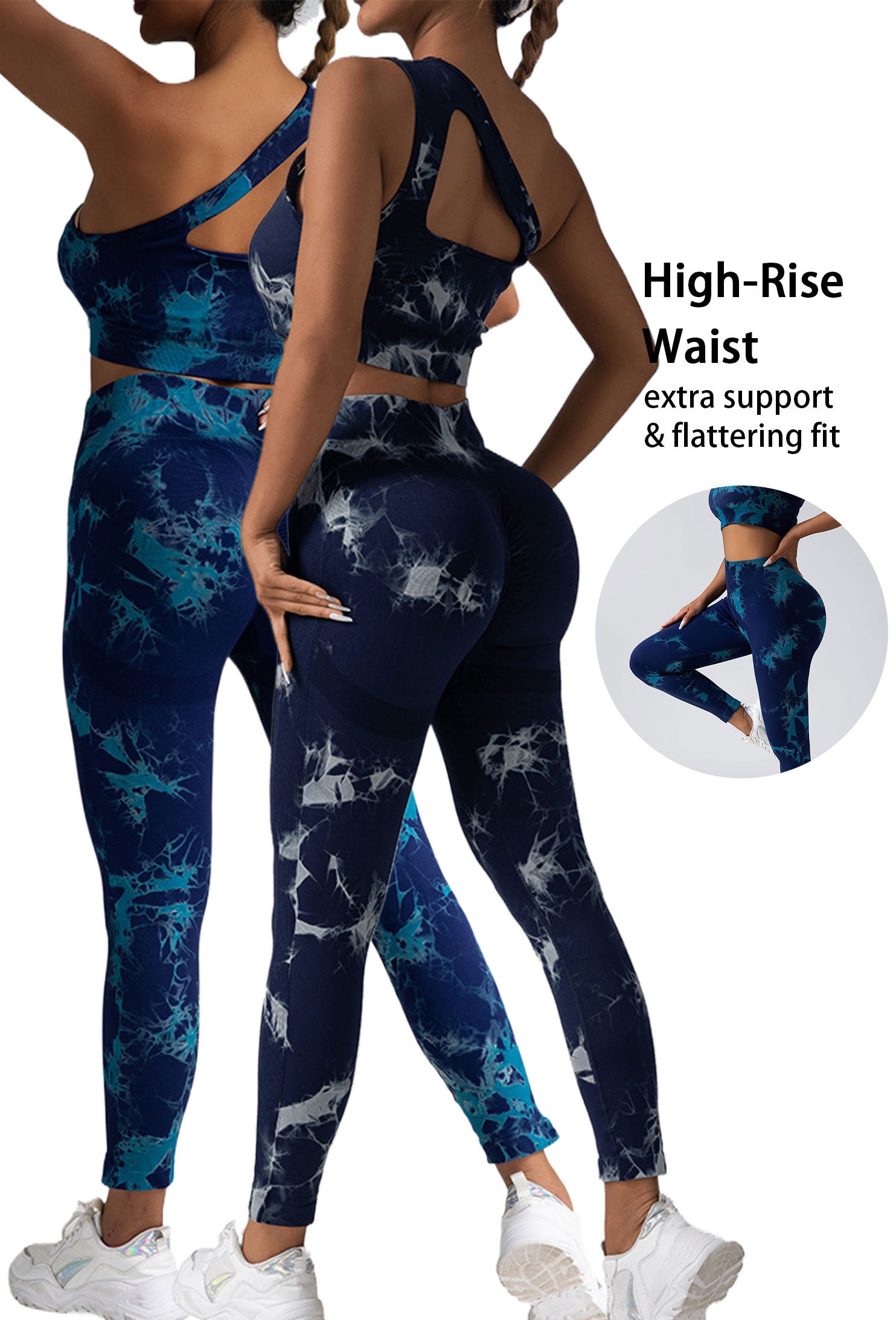 Women's Workout Leggings - High Waisted, Tie Dye, Compression Tights