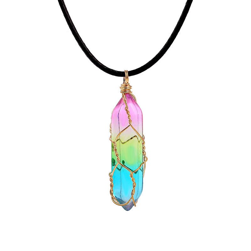 Geometric Crystal Necklace - Transparent Diamond-Cut Pendant for Women