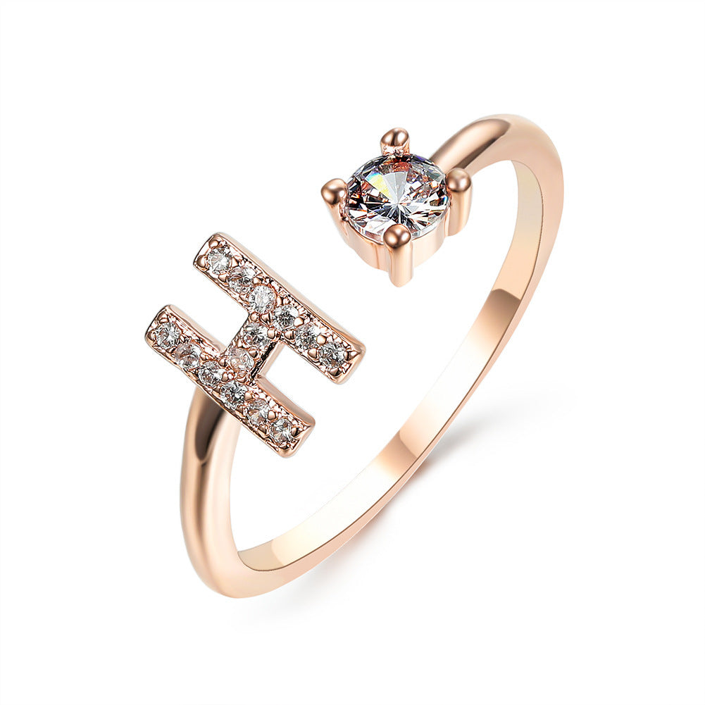 Initial Letter Ring - Personalized Adjustable Zircon Ring A-Z