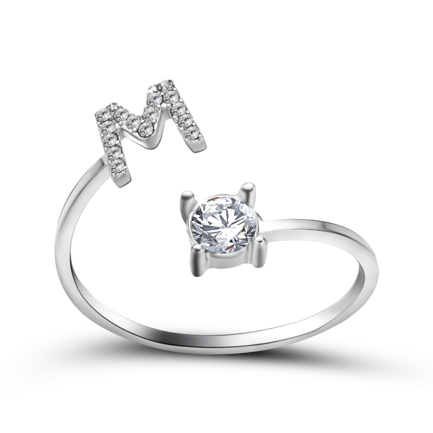 Initial Letter Ring - Personalized Adjustable Zircon Ring A-Z