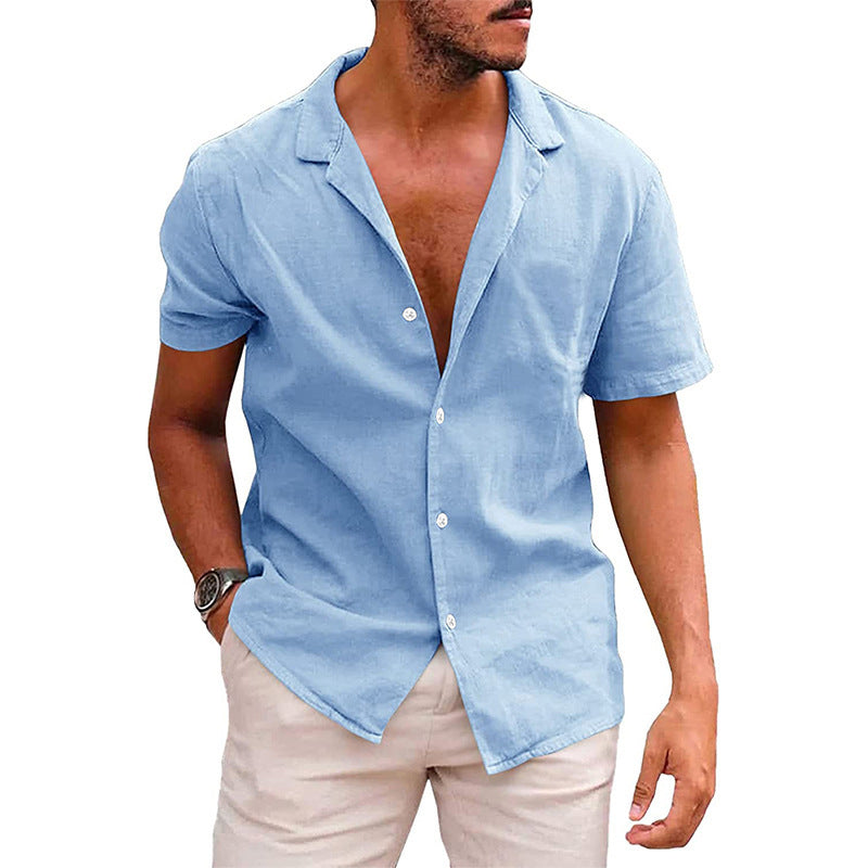 Men's Casual Button Down Shirt - Short Sleeve Beach Shirt for Summer