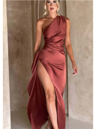 Elegant One-shoulder Satin Dress for Women - Summer Collection