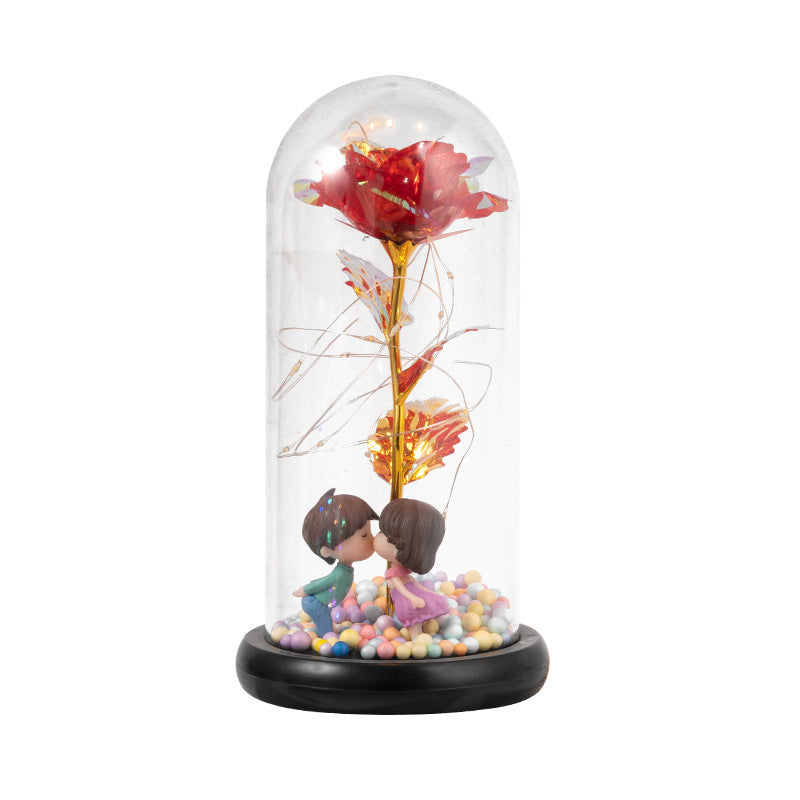 Eternal Rose LED Light Foil Flower In Glass Cover Night Lights Lamp Decor For Home Bedroom Wedding Gift Valentine's Day Gifts