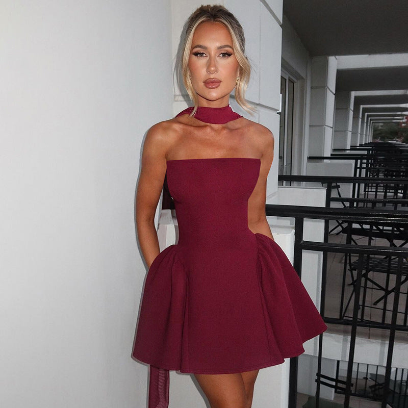 Sexy Tube Top Dress - Back Zipper Design - Short Dress for Party - Clothing for Women