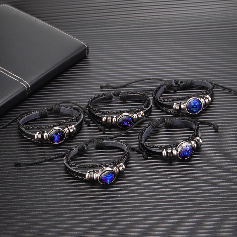 Zodiac Constellation Bracelet - Astrology Leather Bracelet for All Ages