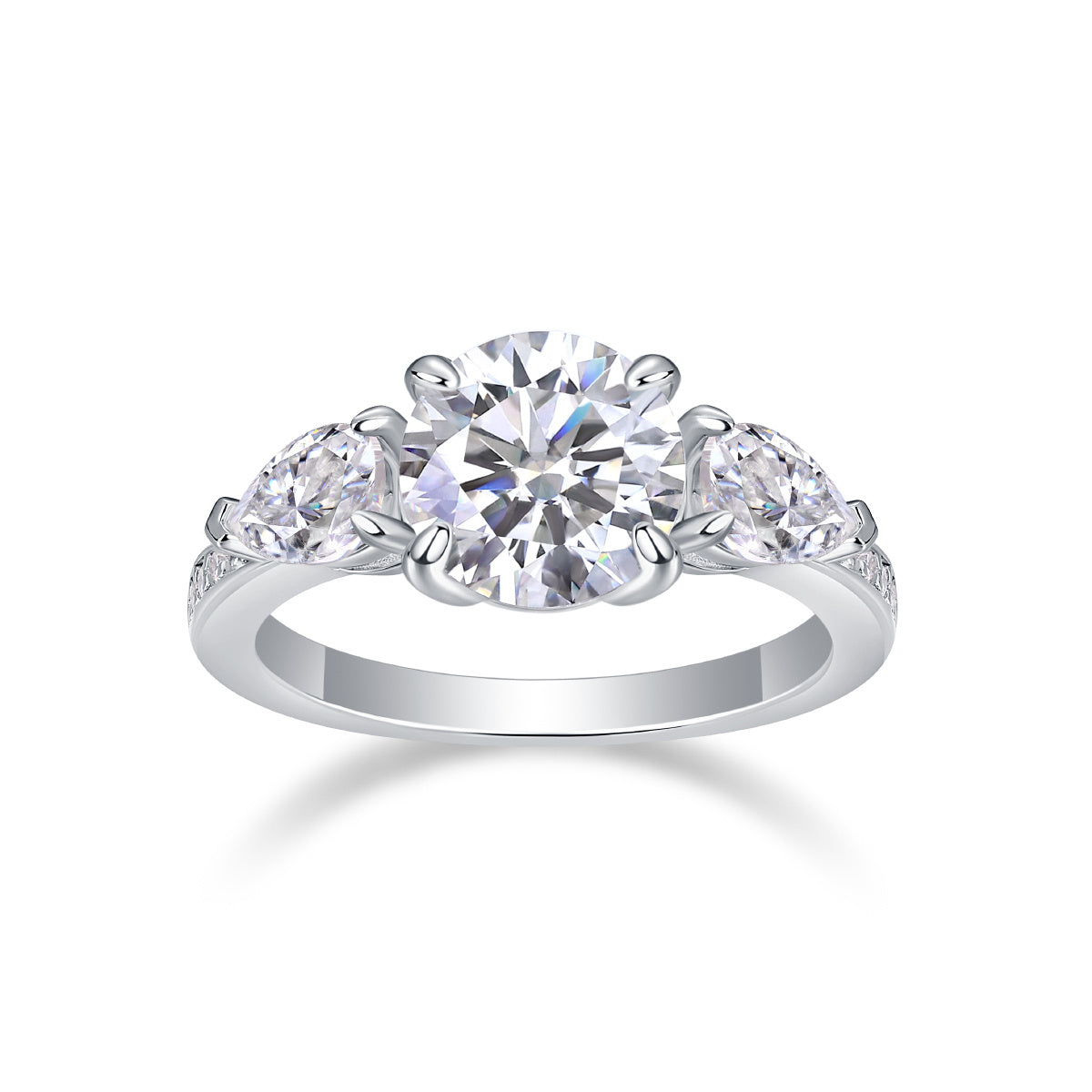 Moissanite Diamond Ring - Large Silver Luxury Fashion Statement Ring