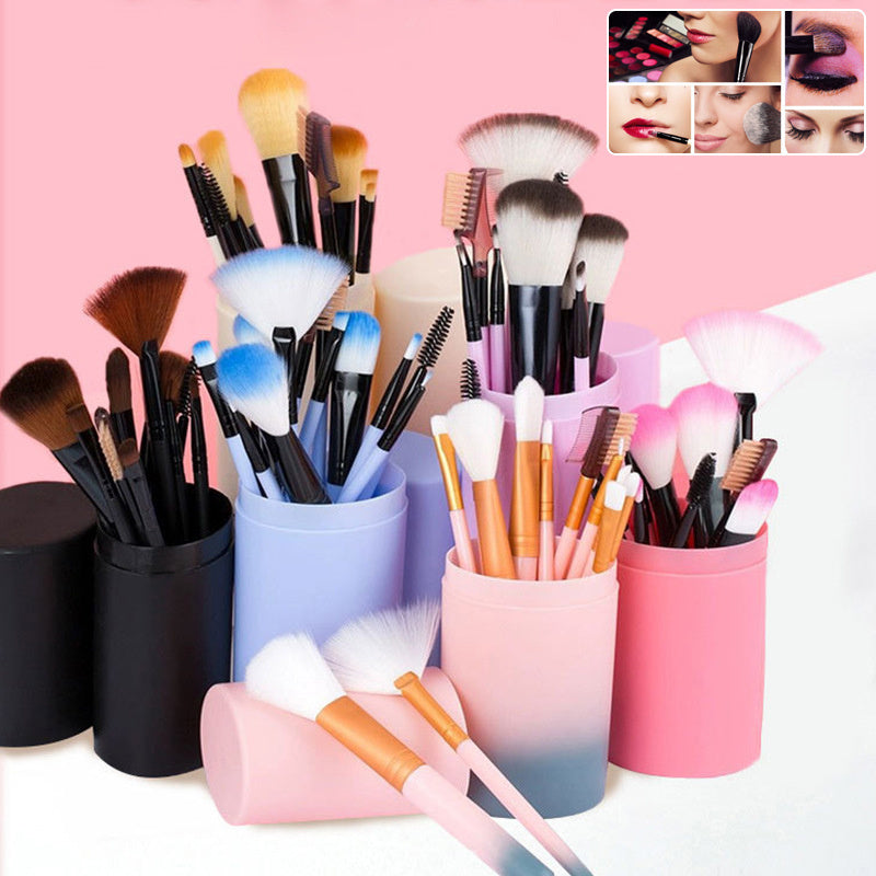 Professional 12-Piece Makeup Brush Set - Blush, Eyeshadow, Highlighter & More