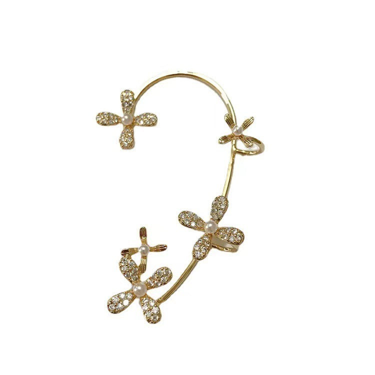 Butterfly Ear Clips No Piercing - Gold Zircon Ear Cuffs for Women