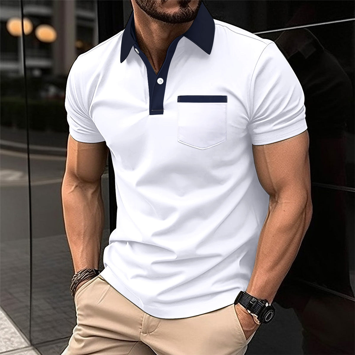 Men's Polo Shirt - Lapel Fashion Slim Pocket Short-sleeved T-shirt