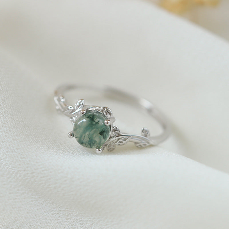 Green Moss Agate Ring | Agate Stone Ring | iukstore