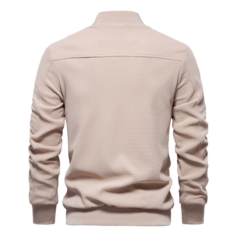 Stand Collar Men's Solid Color Jacket - Stylish & Comfortable